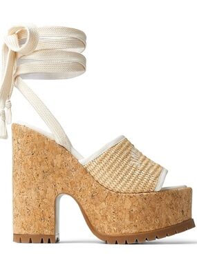 Jimmy Choo logo raffia wedges